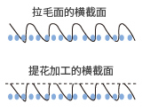 拉毛的横截面 提花加工的横截面